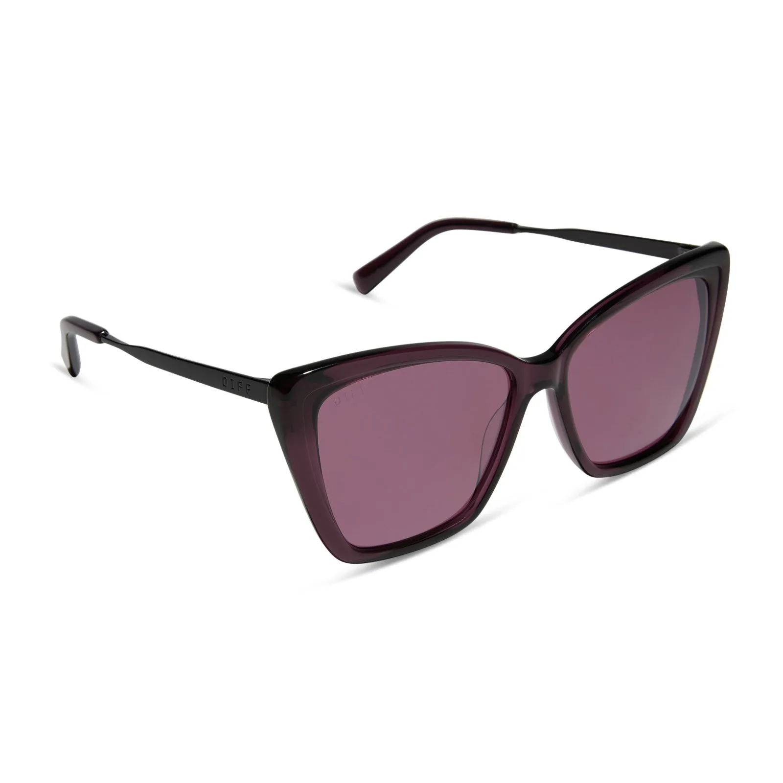 BECKY II - BLACK + AUBERGINE TEMPLE TIPS + AUBERGINE W SILVER FLASH + POLARIZED SUNGLASSES sold by Diff Eyewear product image thumbnail 2