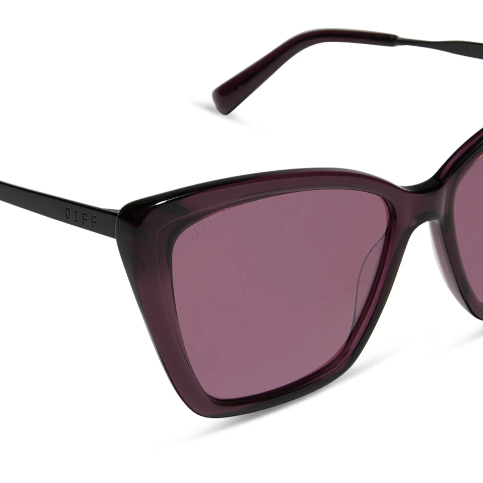 BECKY II - BLACK + AUBERGINE TEMPLE TIPS + AUBERGINE W SILVER FLASH + POLARIZED SUNGLASSES sold by Diff Eyewear product image thumbnail 4
