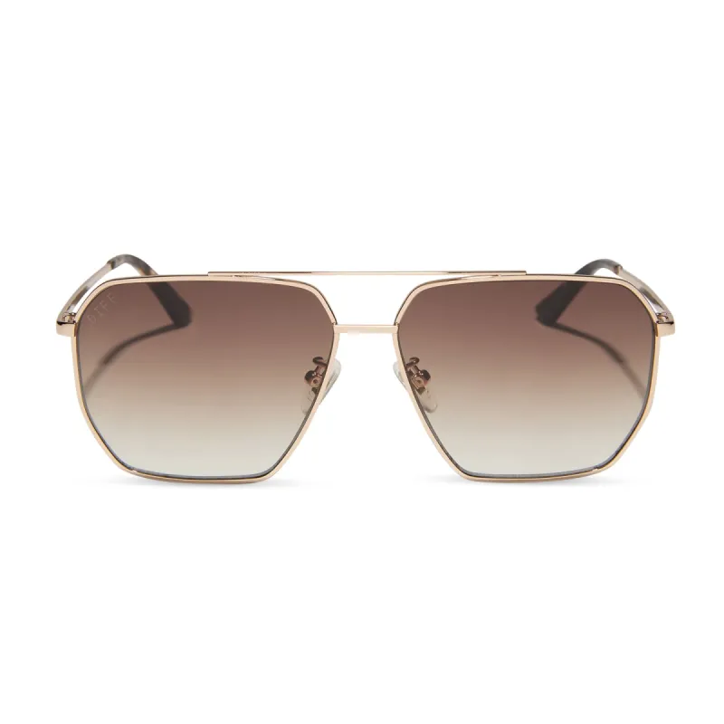BERKELY - GOLD + BROWN GRADIENT + POLARIZED SUNGLASSES made by Diff Eyewear