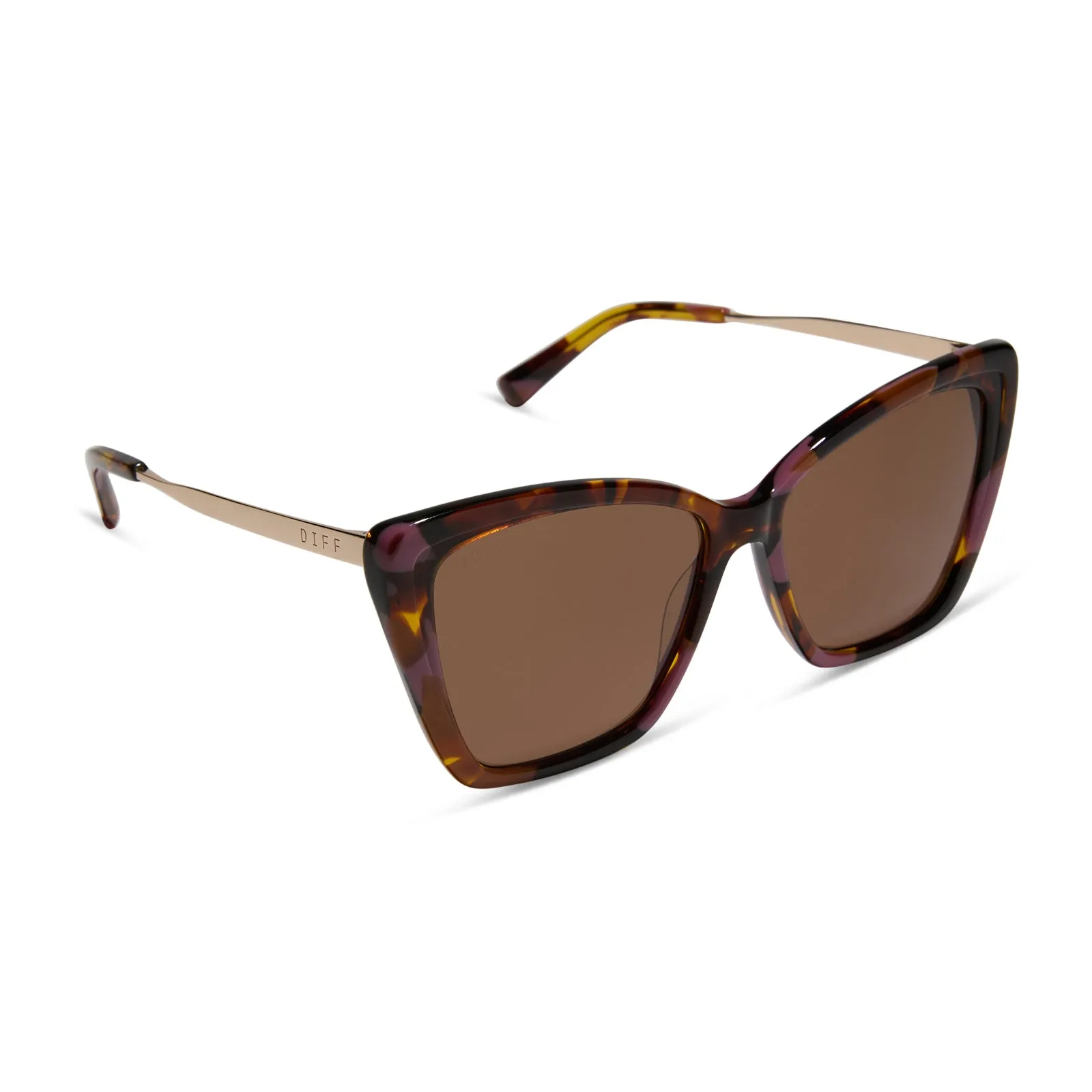 BECKY II - GOLD + TORINO TORTOISE TEMPLE TIPS + BROWN + POLARIZED SUNGLASSES sold by Diff Eyewear product image thumbnail 2