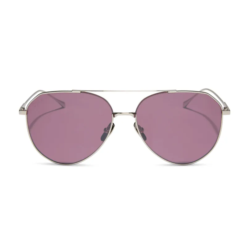 DASH - SILVER + AUBERGINE W SILVER FLASH + POLARIZED SUNGLASSES sold by Diff Eyewear