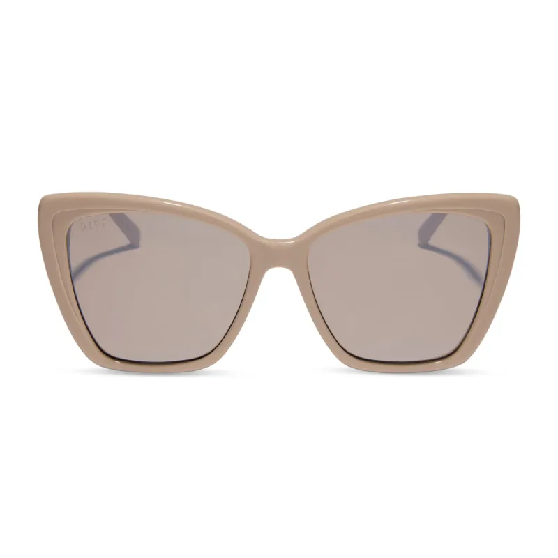 BECKY II - BRUSHED GOLD + ALMOND SILVER FLASH SUNGLASSES sold by Diff Eyewear