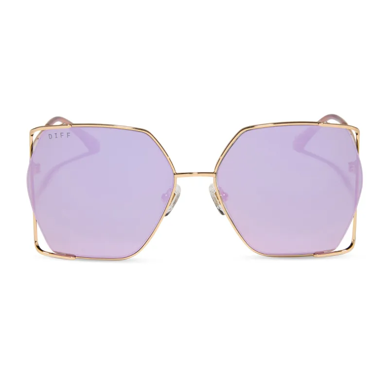 DONNA IV - GOLD + TAUPE MIRROR SUNGLASSES sold by Diff Eyewear