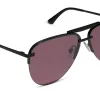 TAHOE - MATTE BLACK + BLACK TEMPLE TIPS + AUBERGINE + SILVER FLASH SUNGLASSES sold by Diff Eyewear