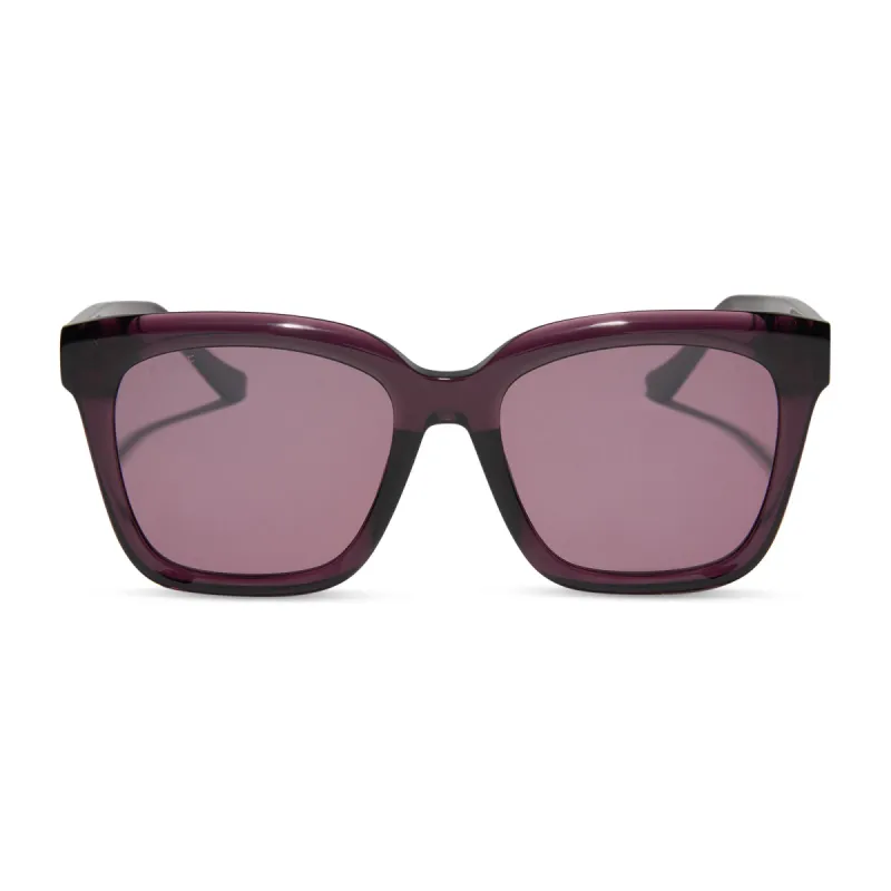 MEREDITH - AUBERGINE + AUBERGINE + SILVER FLASH SUNGLASSES sold by Diff Eyewear