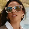 MEREDITH - ALMOND + SILVER FLASH + POLARIZED SUNGLASSES sold by Diff Eyewear