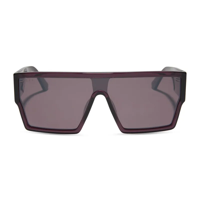 ELECTRA - AUBERGINE + AUBERGINE W SILVER FLASH SUNGLASSES sold by Diff Eyewear