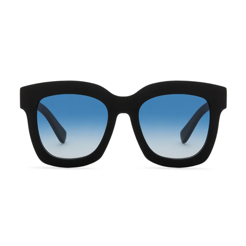 LIL CARSON - MATTE BLACK + AEGEAN BLUE GRADIENT FLASH SUNGLASSES sold by Diff Eyewear