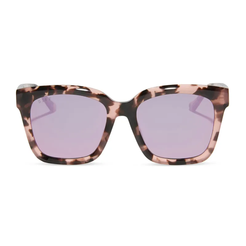 MEREDITH - HIMALAYAN TORTOISE + LIGHT PINK MIRROR SUNGLASSES sold by Diff Eyewear