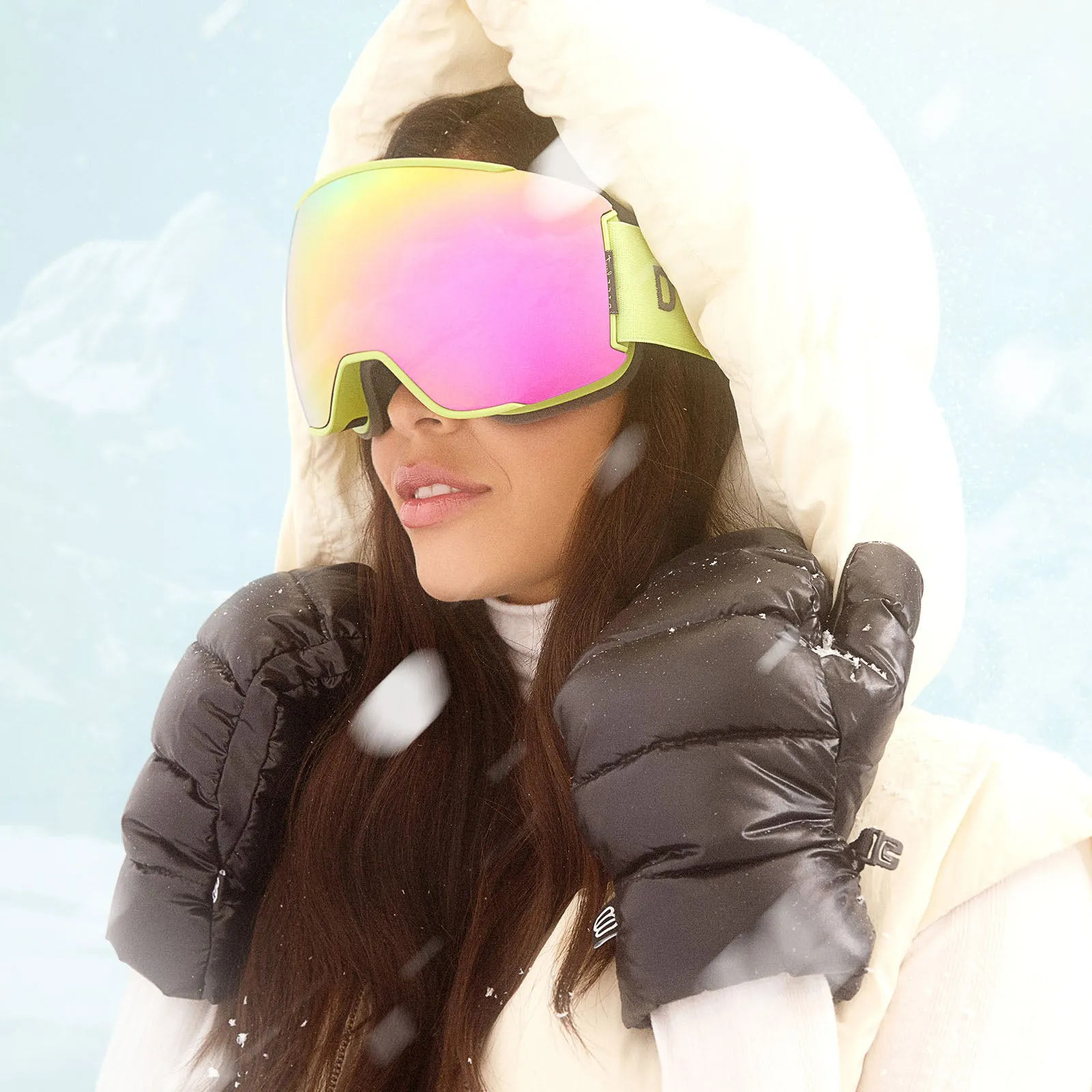 SNOW GOGGLES - ALPINE + LIME GREEN + HOT PINK MIRROR + POLARIZED GOGGLES & FREE GLACIER GREY LENS sold by Diff Eyewear product image thumbnail 4