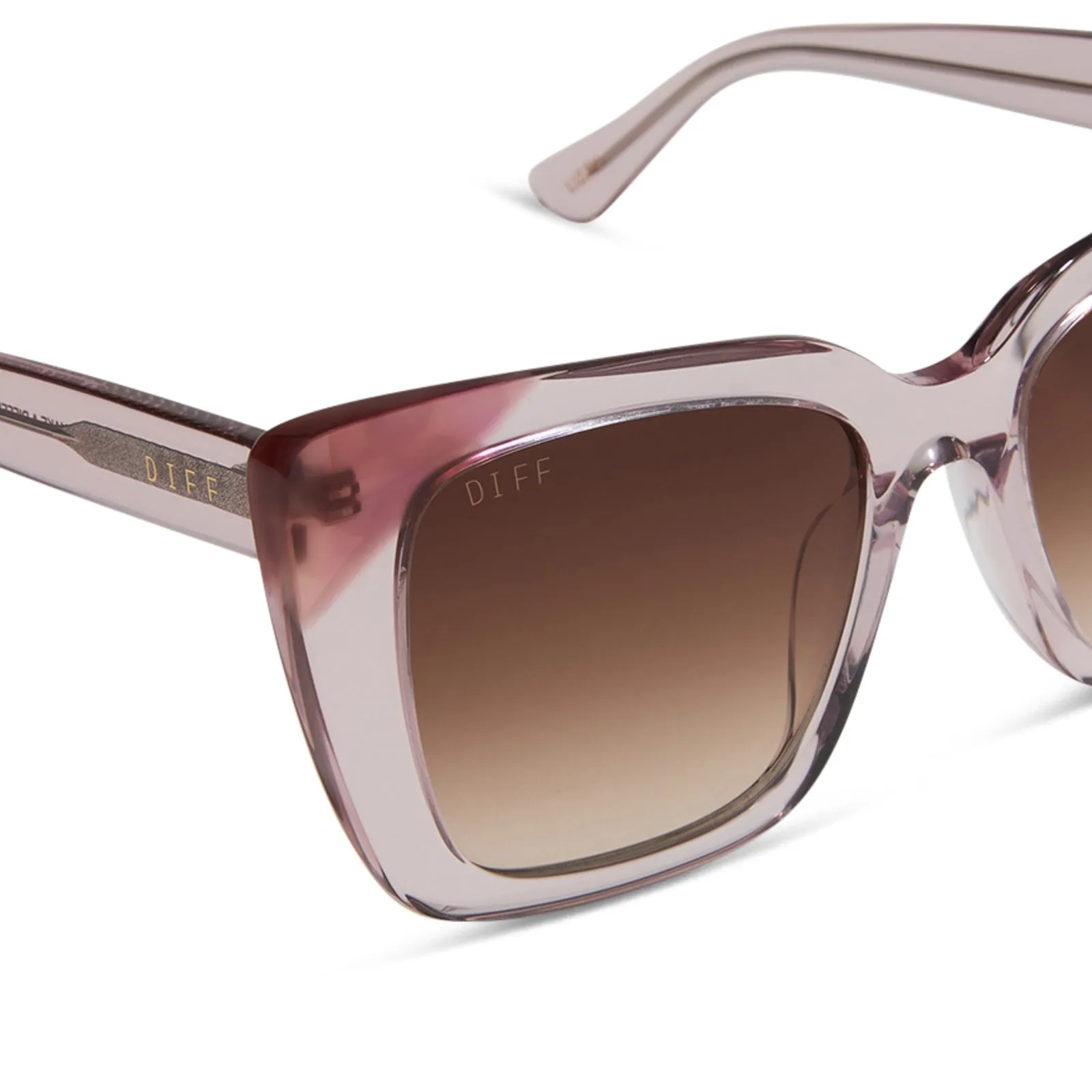 LIZZY - LIGHT PINK CRYSTAL + FLEUR TIPS + BROWN GRADIENT SUNGLASSES sold by Diff Eyewear product image thumbnail 4