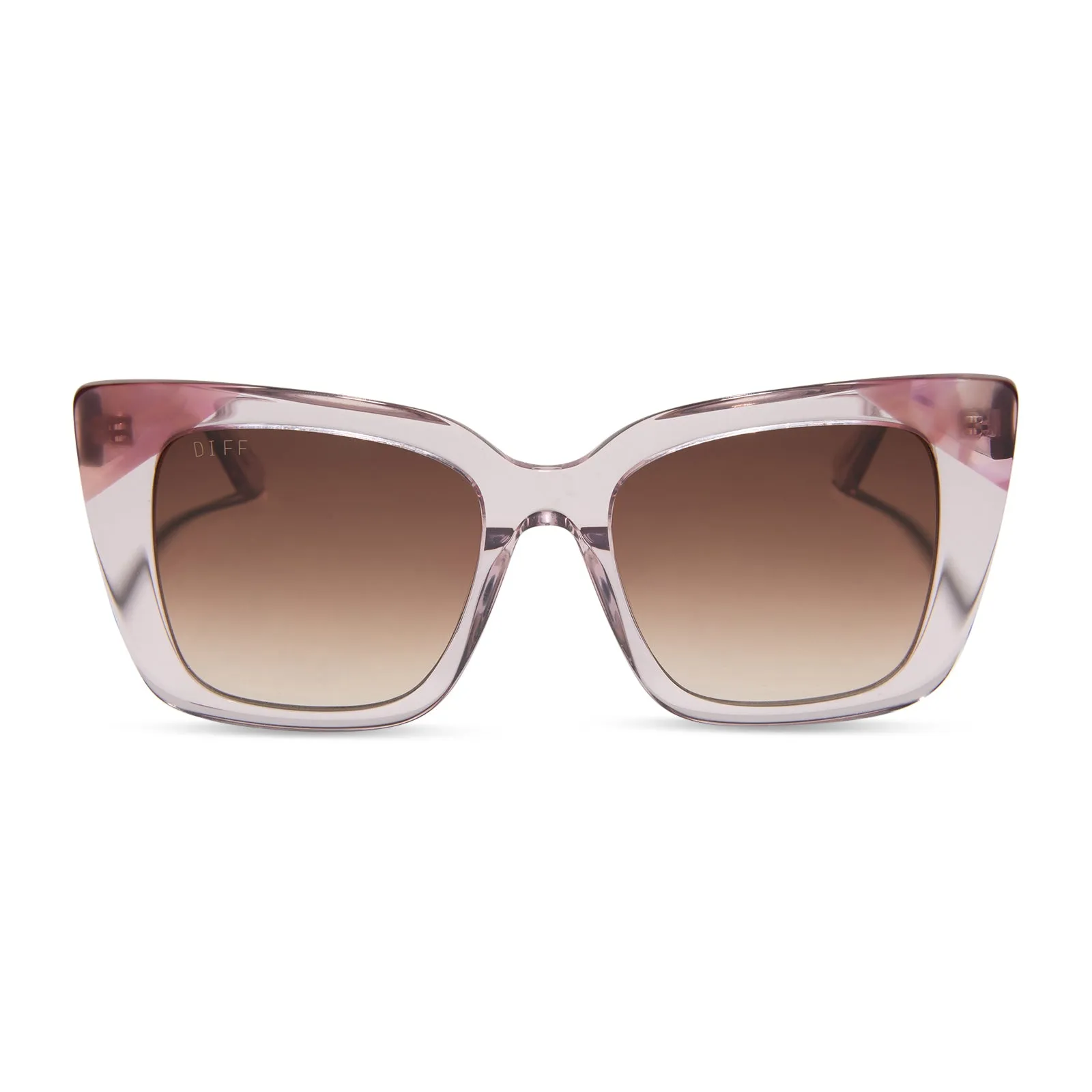 LIZZY - LIGHT PINK CRYSTAL + FLEUR TIPS + BROWN GRADIENT SUNGLASSES sold by Diff Eyewear