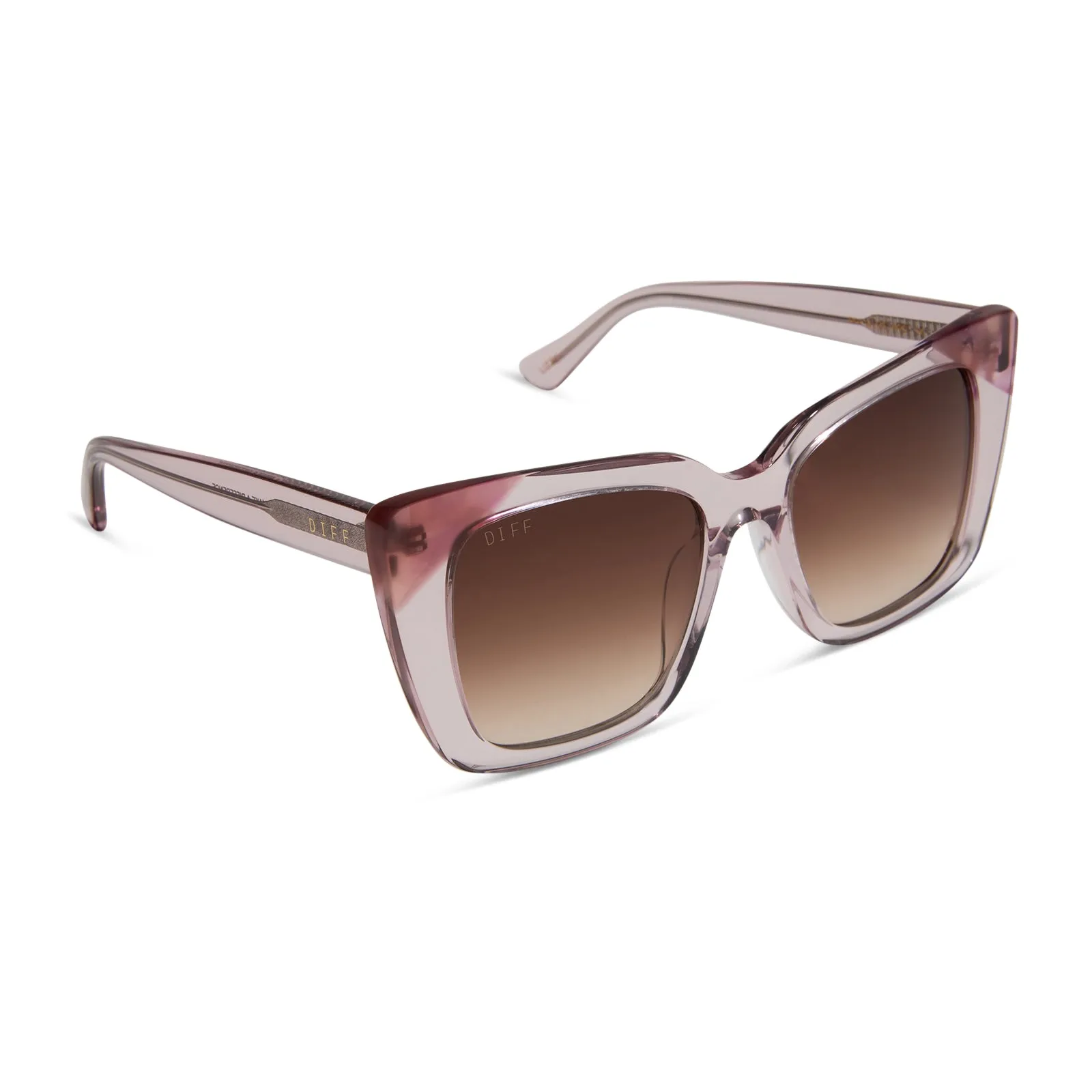 LIZZY - LIGHT PINK CRYSTAL + FLEUR TIPS + BROWN GRADIENT SUNGLASSES sold by Diff Eyewear product image thumbnail 2