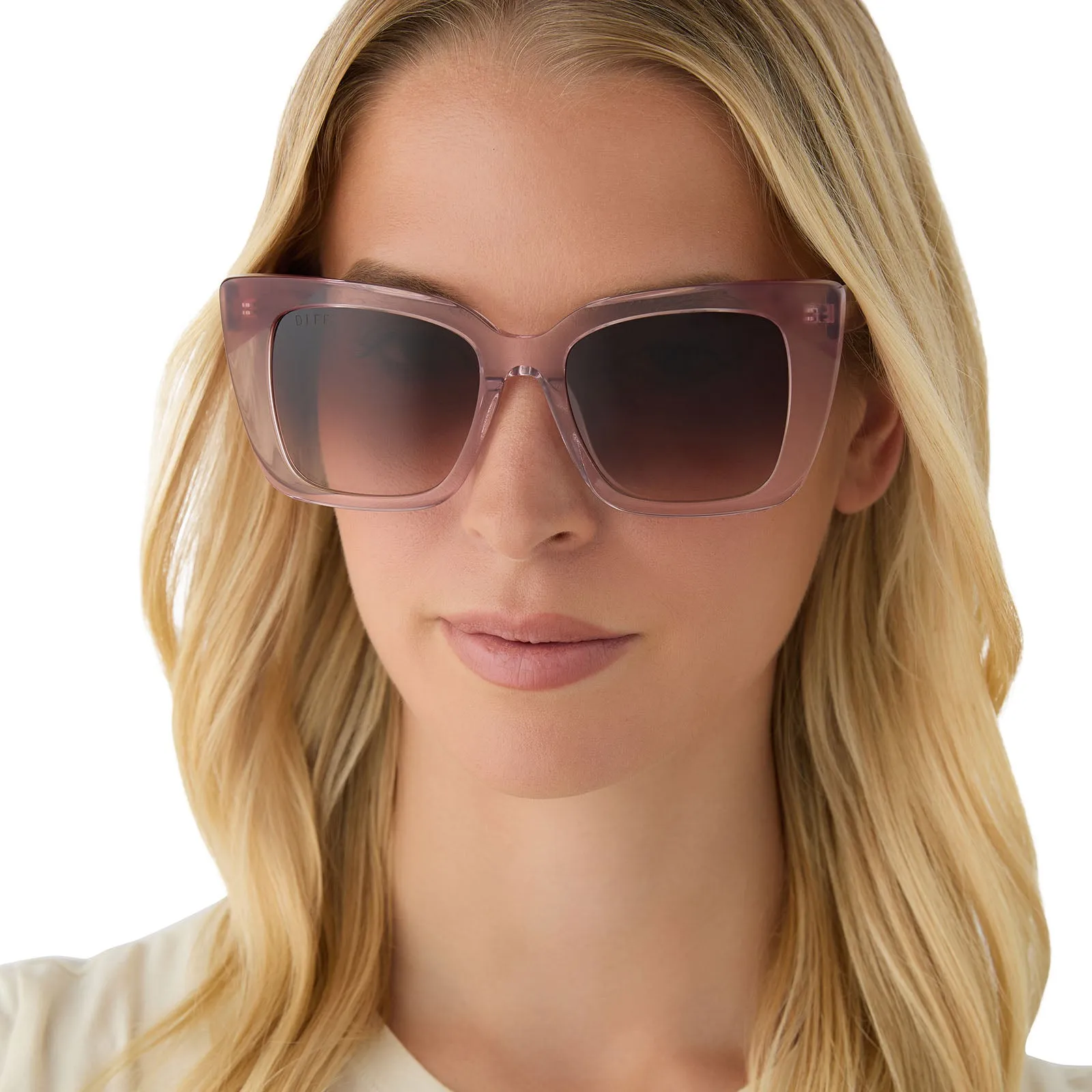 LIZZY - LIGHT PINK CRYSTAL + FLEUR TIPS + BROWN GRADIENT SUNGLASSES sold by Diff Eyewear product image thumbnail 5