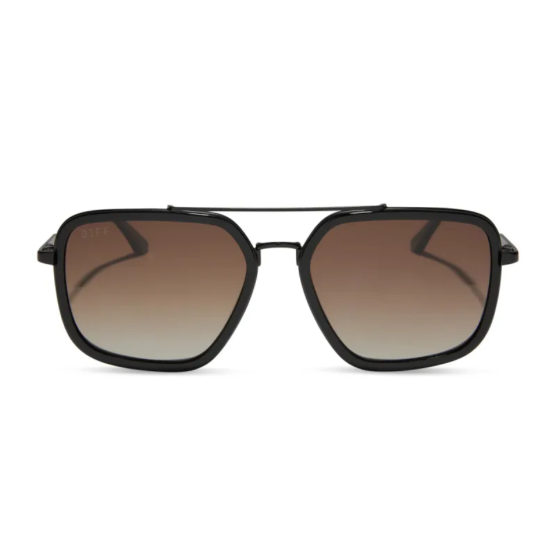JORDAN - MATTE BLACK + BLACK TEMPLE TIPS + BROWN GRADIENT + POLARIZED SUNGLASSES sold by Diff Eyewear