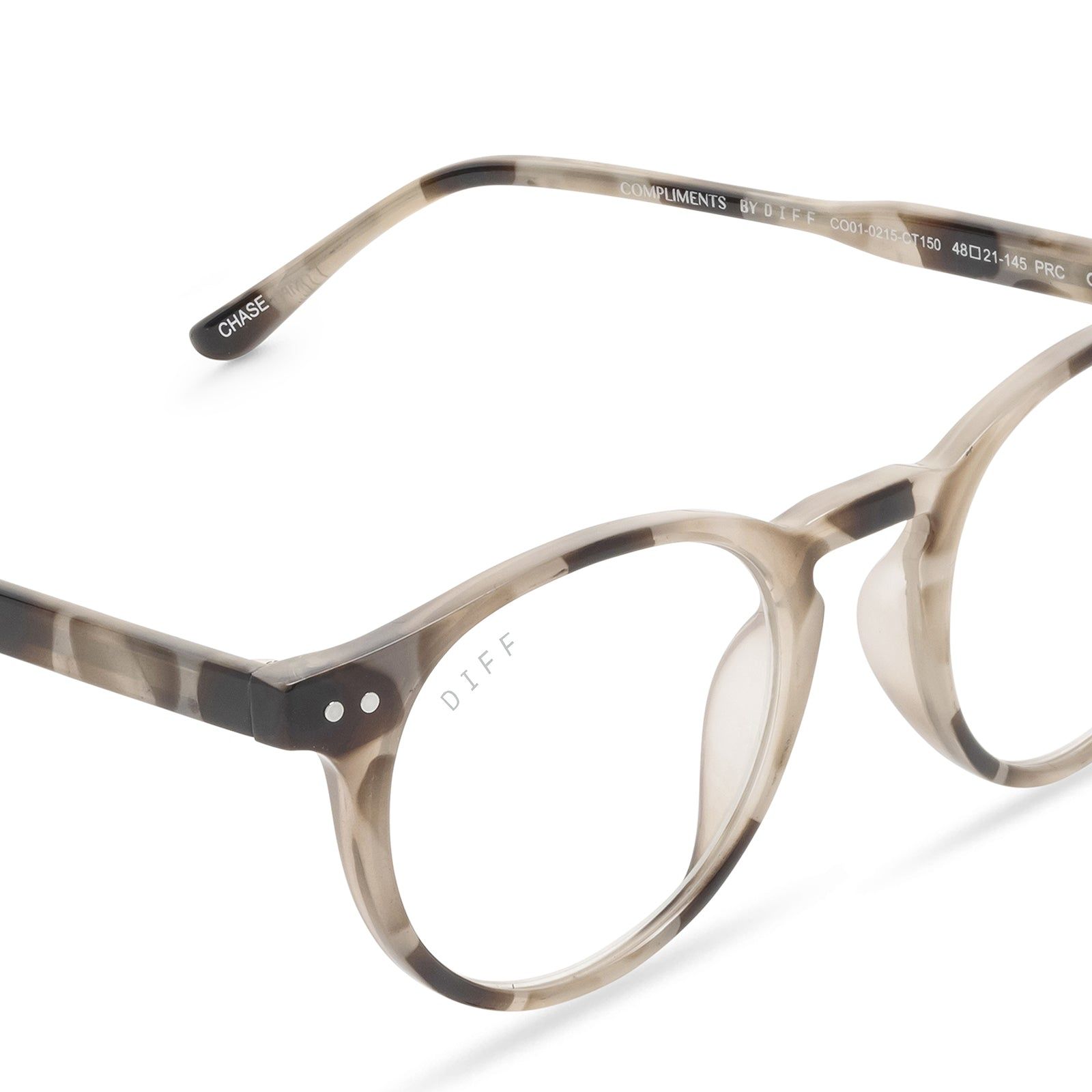 CHASE - CREAM TORTOISE + CLEAR GLASSES sold by Diff Eyewear product image thumbnail 4