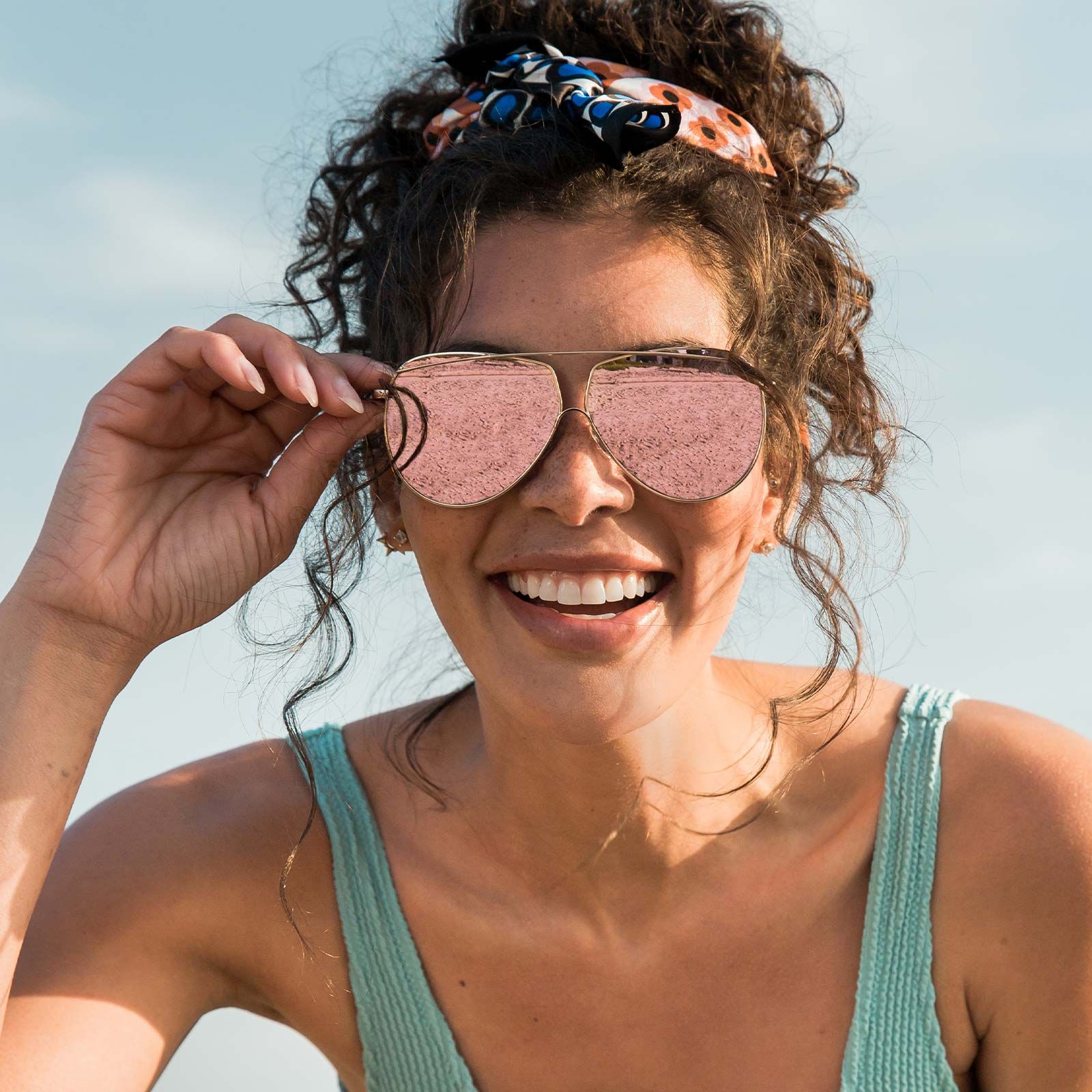 MAEVE - GOLD + CORAL MIRROR SUNGLASSES sold by Diff Eyewear product image thumbnail 5