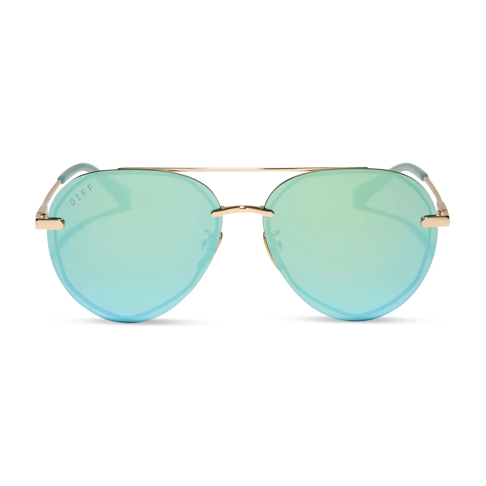 LENOX XS - GOLD + AQUATIC AWE MIRROR SUNGLASSES sold by Diff Eyewear