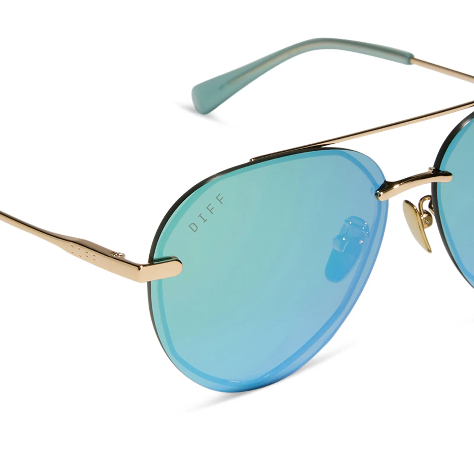 LENOX XS - GOLD + AQUATIC AWE MIRROR SUNGLASSES sold by Diff Eyewear product image thumbnail 4