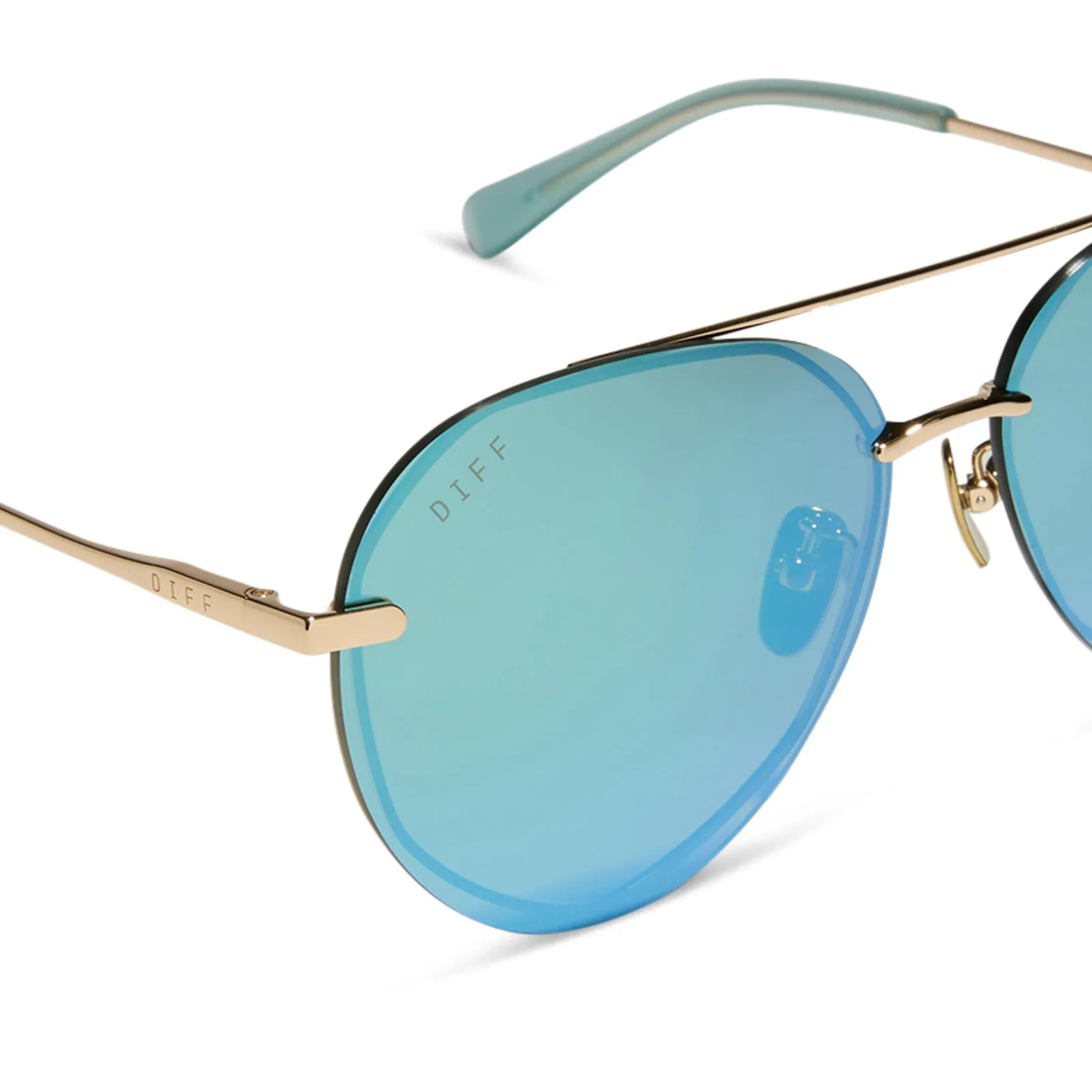 LENOX - GOLD + AQUATIC AWE MIRROR SUNGLASSES sold by Diff Eyewear product image thumbnail 4