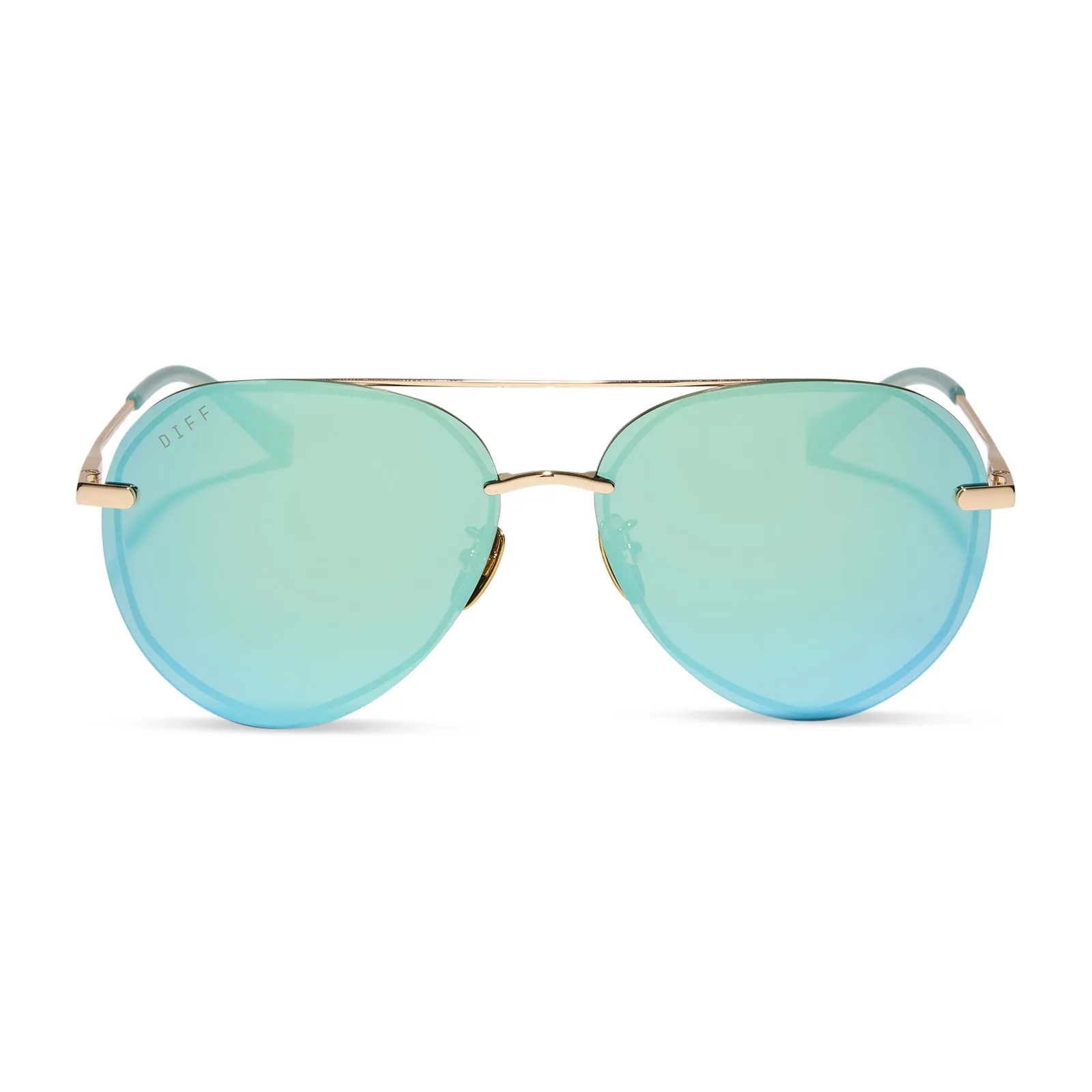 LENOX - GOLD + AQUATIC AWE MIRROR SUNGLASSES sold by Diff Eyewear