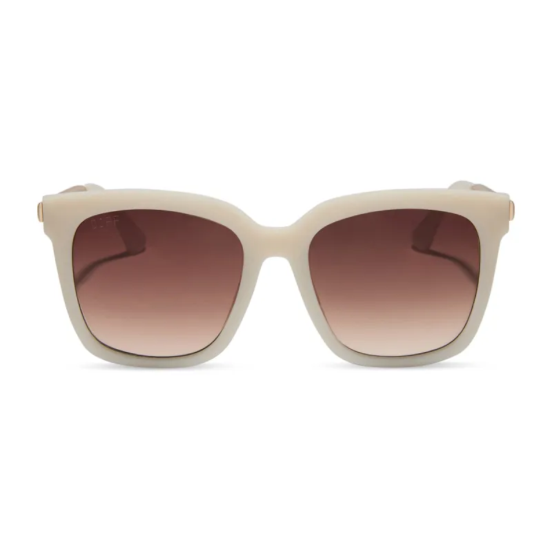 HAILEY - MILKY WHITE + BROWN GRADIENT SUNGLASSES sold by Diff Eyewear