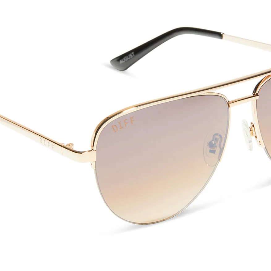 AUGUST - GOLD + TAUPE ROSE MIRROR SUNGLASSES sold by Diff Eyewear product image thumbnail 4