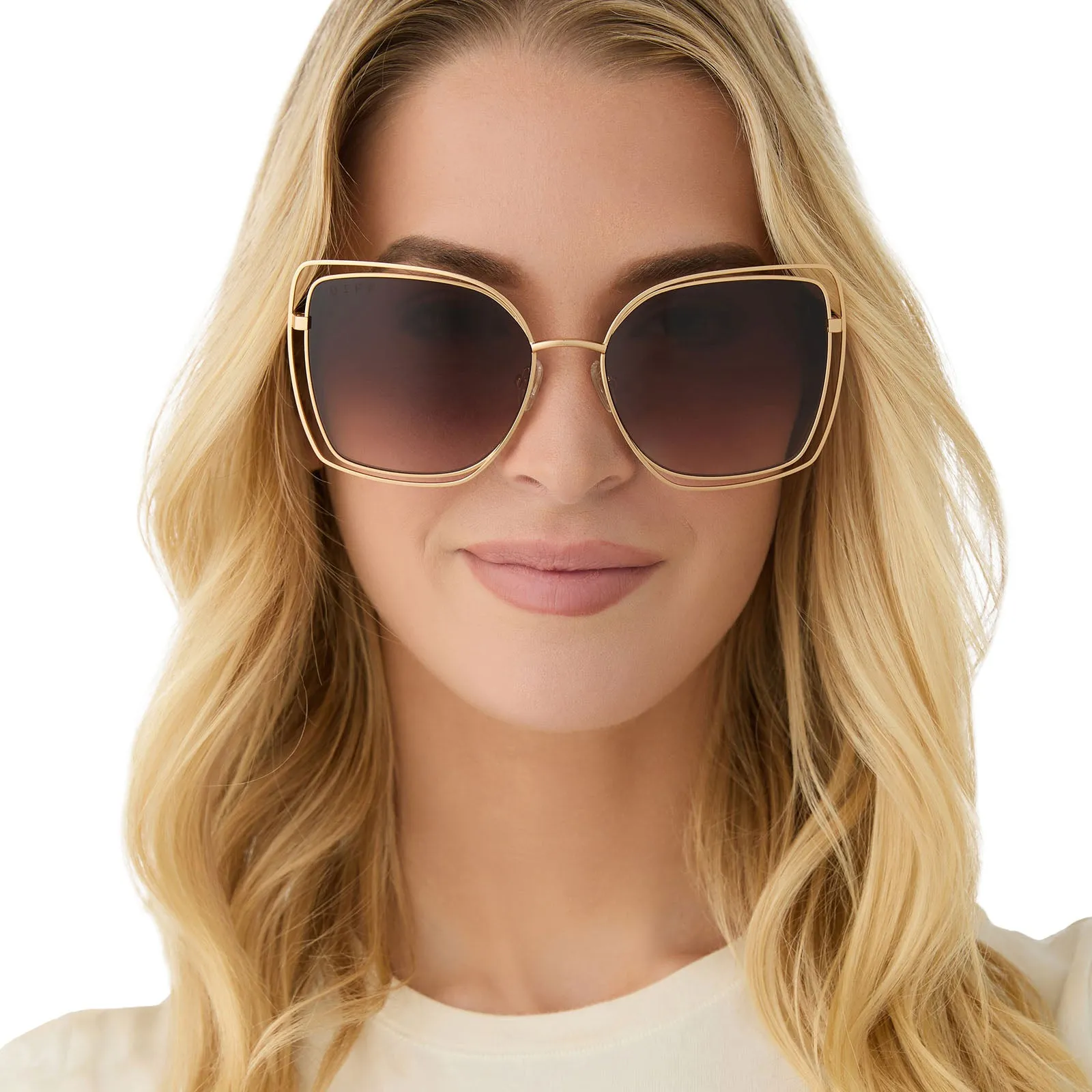JACQUELINE - GOLD + BROWN GRADIENT SUNGLASSES sold by Diff Eyewear product image thumbnail 5
