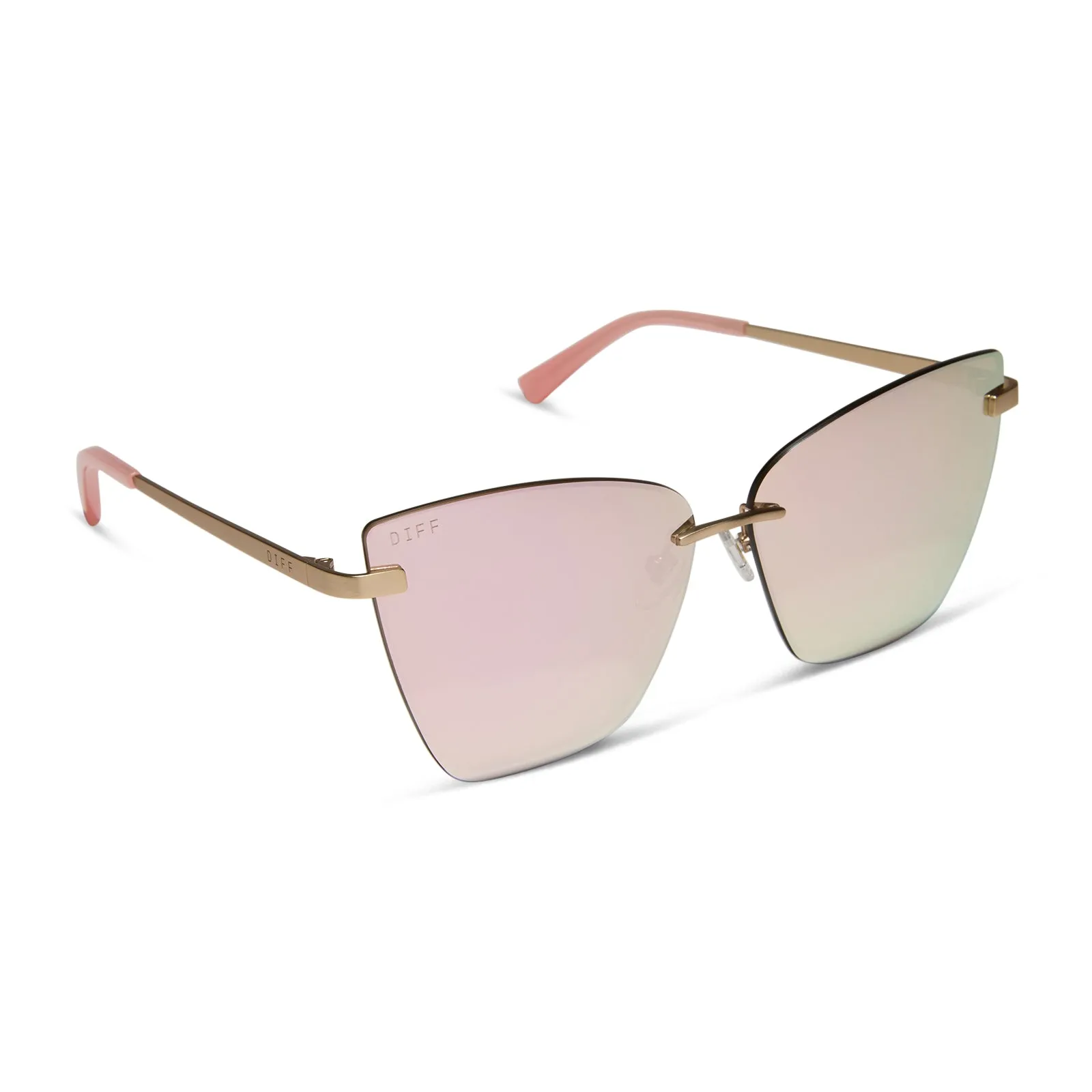 BECKY V - BRUSHED GOLD + CHERRY BLOSSOM MIRROR SUNGLASSES sold by Diff Eyewear product image thumbnail 2