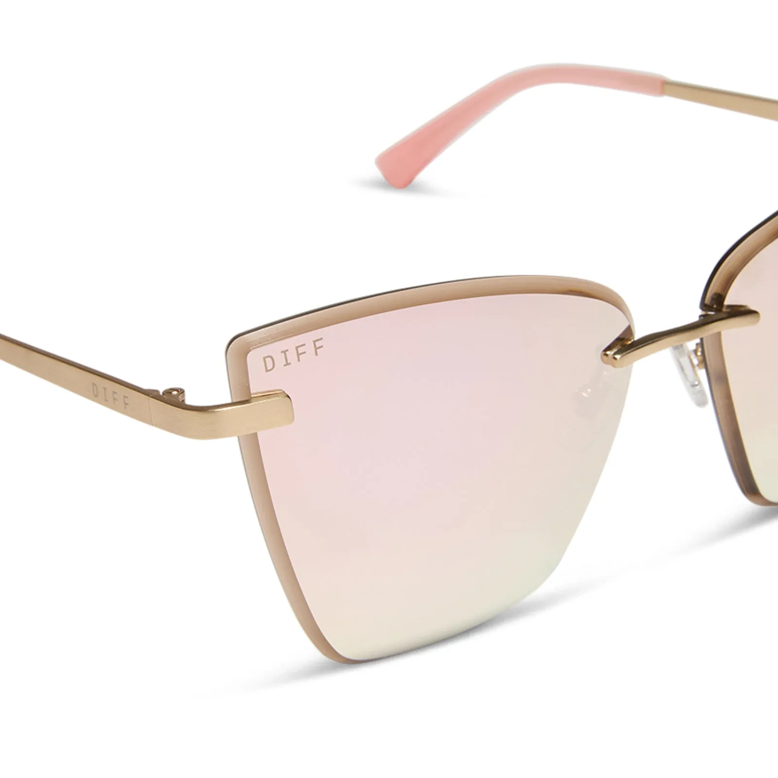 BECKY V - BRUSHED GOLD + CHERRY BLOSSOM MIRROR SUNGLASSES sold by Diff Eyewear product image thumbnail 4