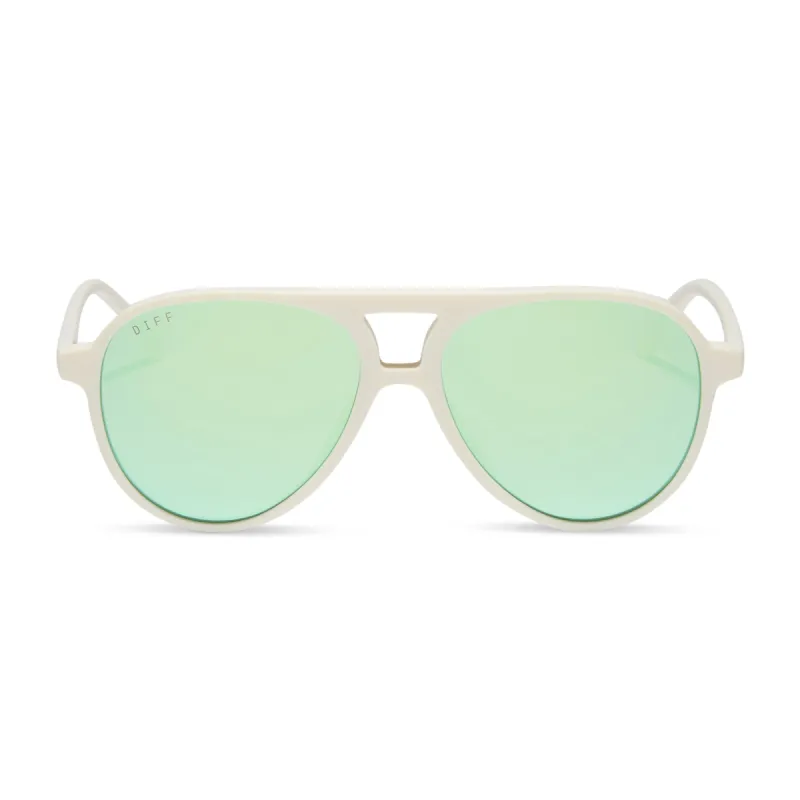 TOSCA II - MATTE WHITE + AQUATIC AWE MIRROR SUNGLASSES sold by Diff Eyewear