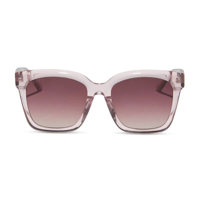 MEREDITH - LIGHT PINK CRYSTAL + WINE GRADIENT SUNGLASSES sold by Diff Eyewear