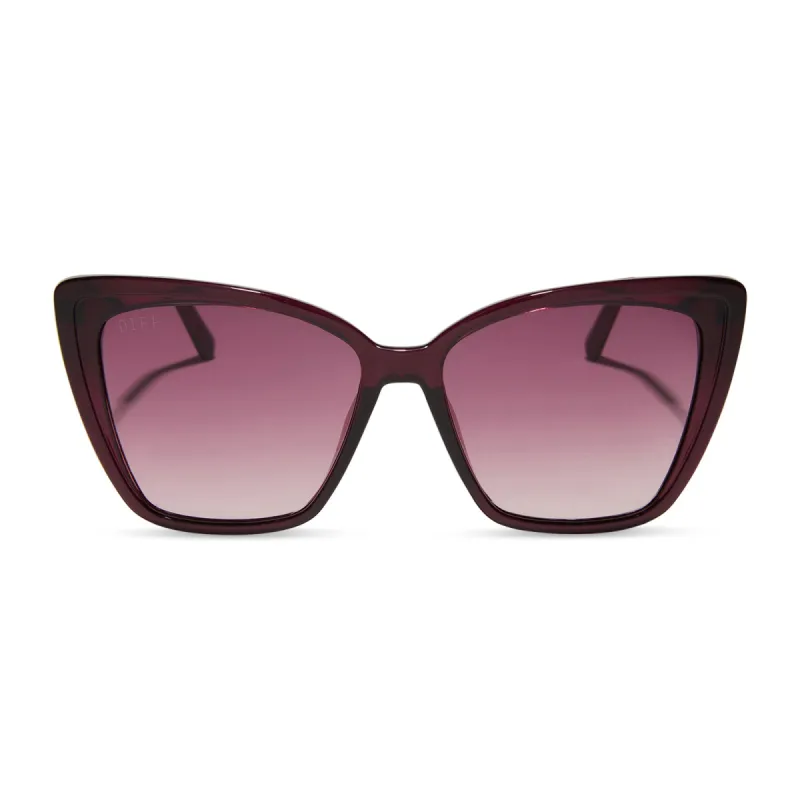 HEIDI - BURGUNDY CRYSTAL + WINE GRADIENT SUNGLASSES sold by Diff Eyewear