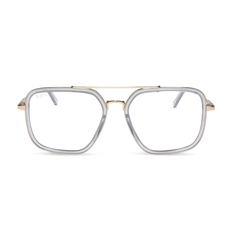 JORDAN - GOLD + CLEAR CRYSTAL TEMPLE TIPS + PRESCRIPTION GLASSES sold by Diff Eyewear
