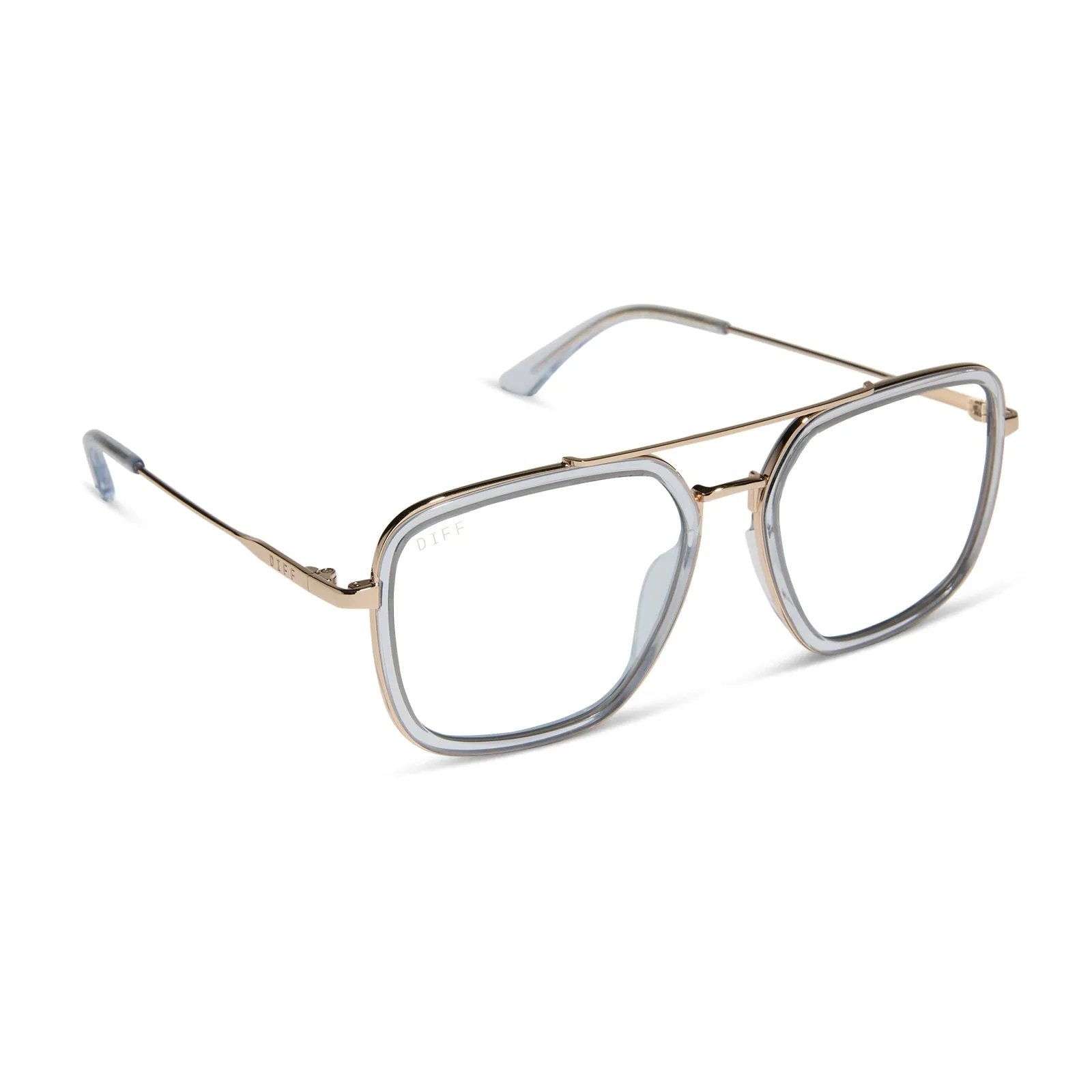 JORDAN - GOLD + CLEAR CRYSTAL TEMPLE TIPS + PRESCRIPTION GLASSES sold by Diff Eyewear product image thumbnail 2