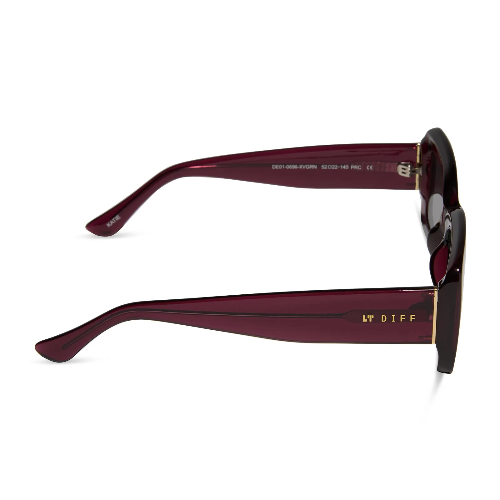 KATIE - BURGUNDY CRYSTAL + GREY SUNGLASSES sold by Diff Eyewear product image thumbnail 3