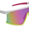 SPIKE - MATTE WHITE + NEON YELLOW + HOT PINK + PINK RUSH MIRROR + POLARIZED SUNGLASSES sold by Diff Eyewear