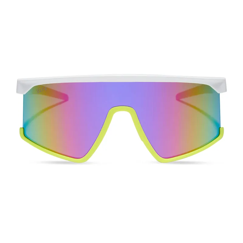 SPIKE - MATTE WHITE + NEON YELLOW + HOT PINK + PINK RUSH MIRROR + POLARIZED SUNGLASSES sold by Diff Eyewear