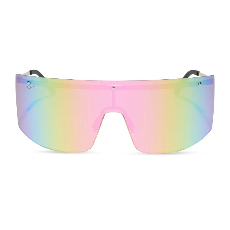 GRANDSLAM - GOLD + SHERBET RAINBOW MIRROR + POLARIZED SUNGLASSES made by Diff Eyewear