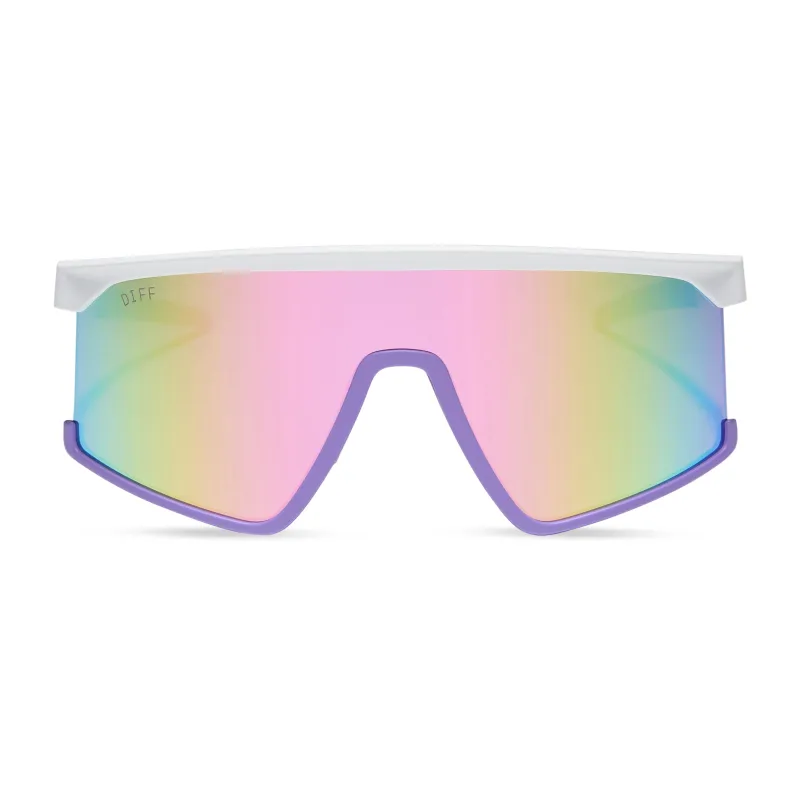 SPIKE - MATTE WHITE + LAVENDER + SHERBET RAINBOW MIRROR + POLARIZED SUNGLASSES sold by Diff Eyewear