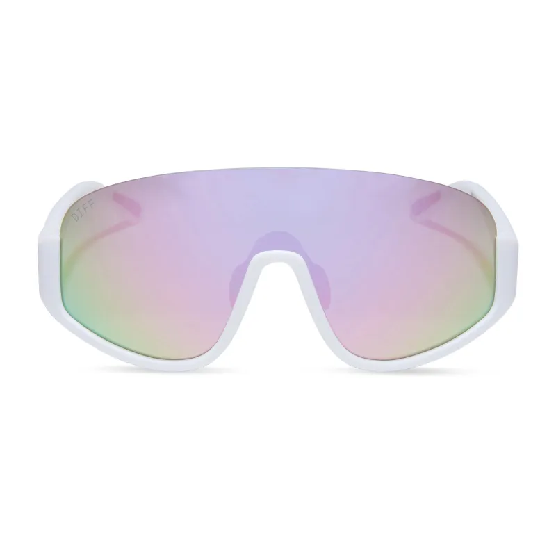 BLAZER - MATTE WHITE + LAVENDER MIRROR + POLARIZED SUNGLASSES sold by Diff Eyewear