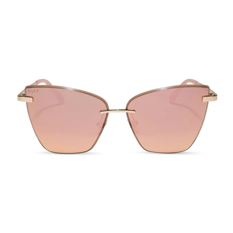 BECKY V - GOLD + PEACH MIRROR SUNGLASSES sold by Diff Eyewear