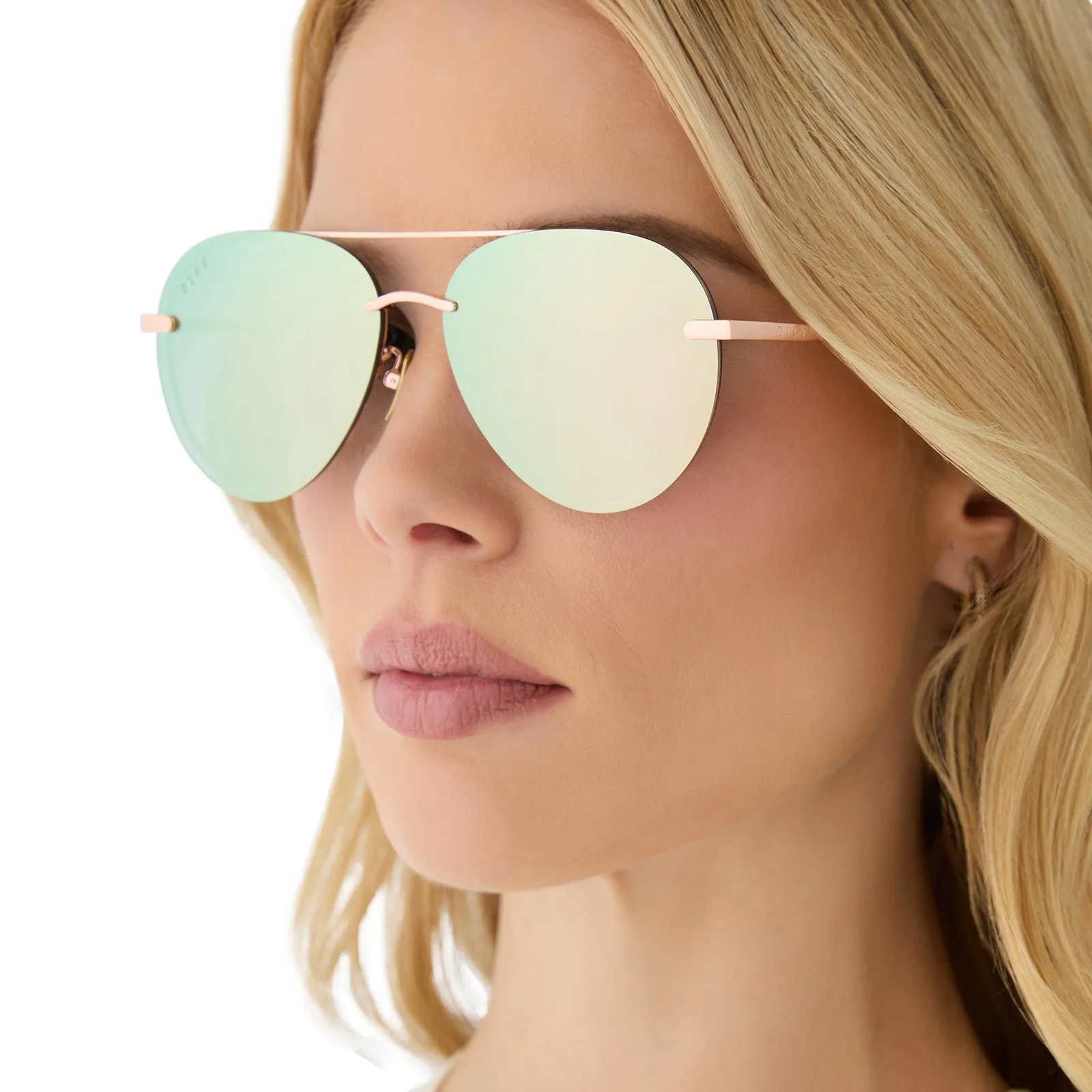 LENOX XS - BRUSHED CHAMPAGNE + COOL MATCHA MIRROR + POLARIZED SUNGLASSES sold by Diff Eyewear product image thumbnail 5