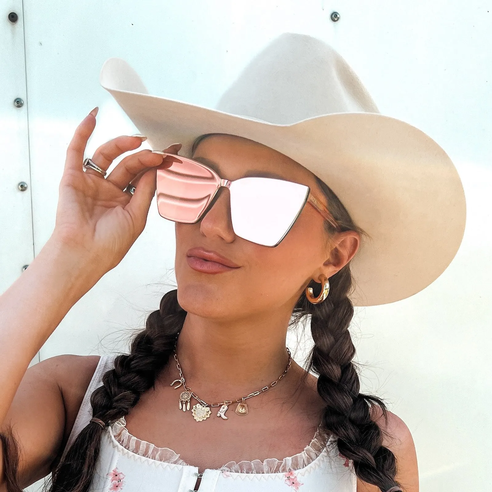 GOLDIE - APRICOT CRYSTAL + PEACH MIRROR SUNGLASSES sold by Diff Eyewear product image thumbnail 5