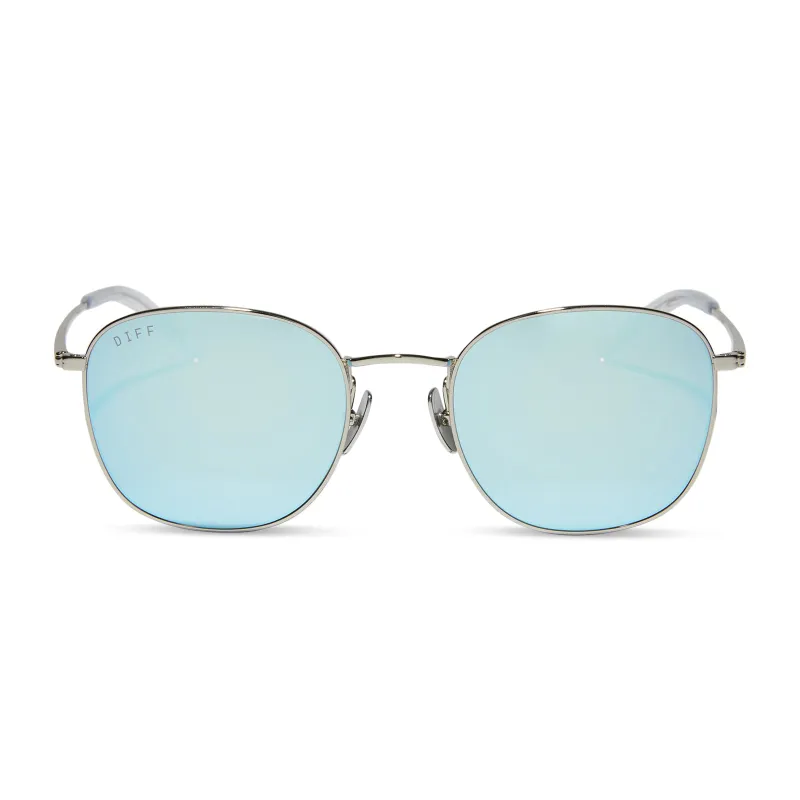 AXEL - SILVER + TURQUOISE ICE MIRROR SUNGLASSES made by Diff Eyewear