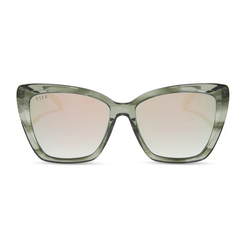 BECKY II - COOL MATCHA + COOL MATCHA MIRROR SUNGLASSES sold by Diff Eyewear