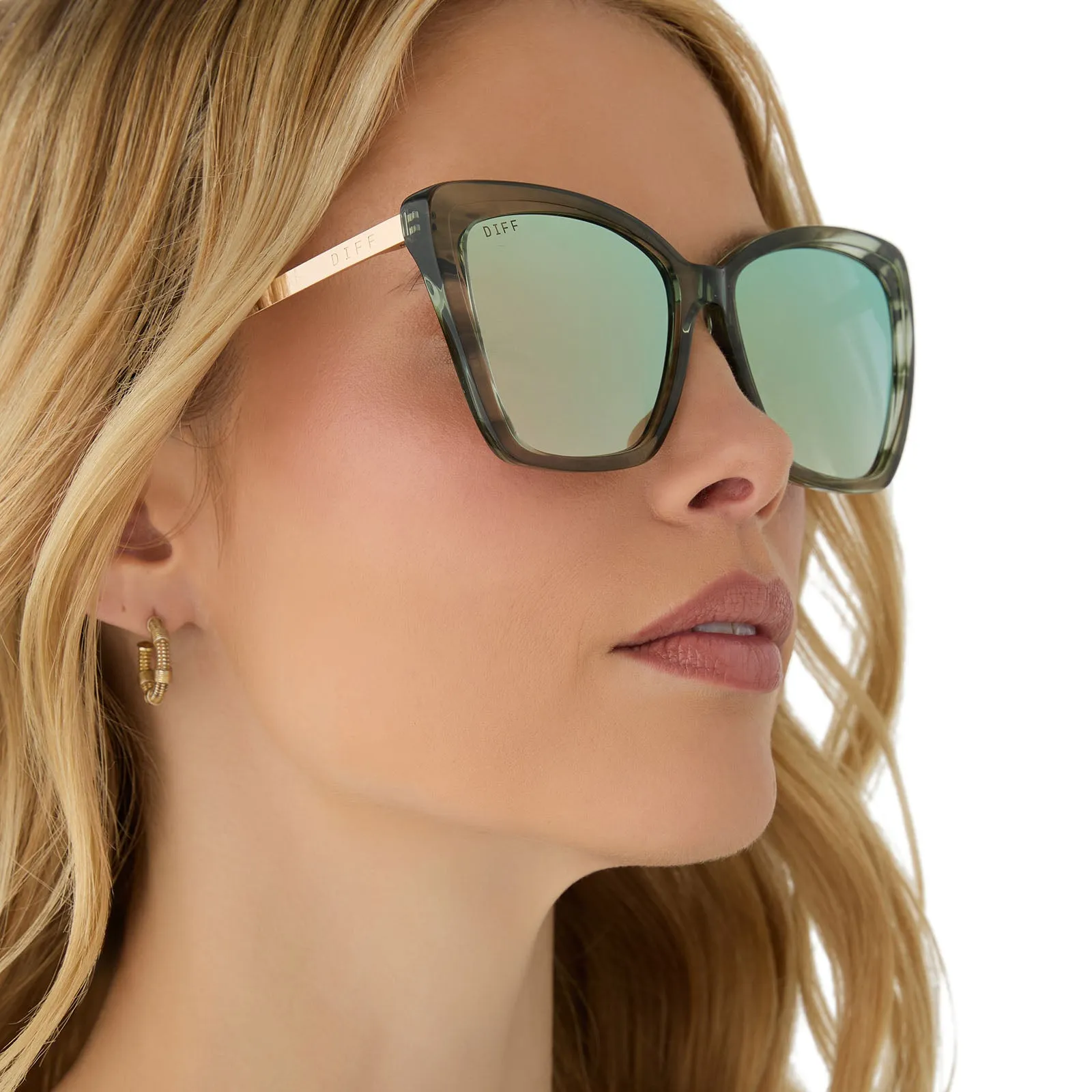 BECKY II - COOL MATCHA + COOL MATCHA MIRROR SUNGLASSES sold by Diff Eyewear product image thumbnail 5