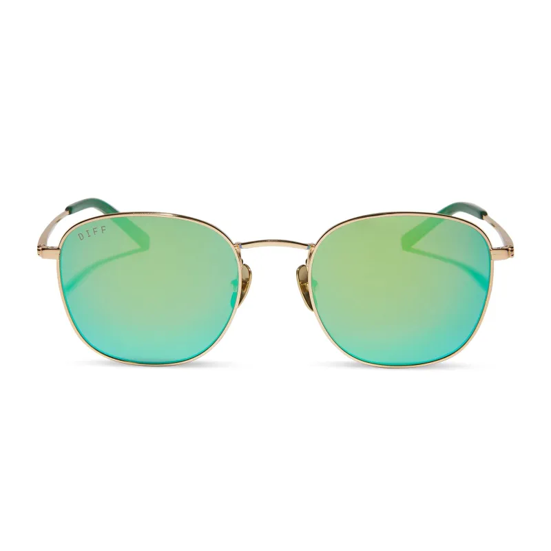 AXEL - GOLD + GREEN MIRROR SUNGLASSES sold by Diff Eyewear