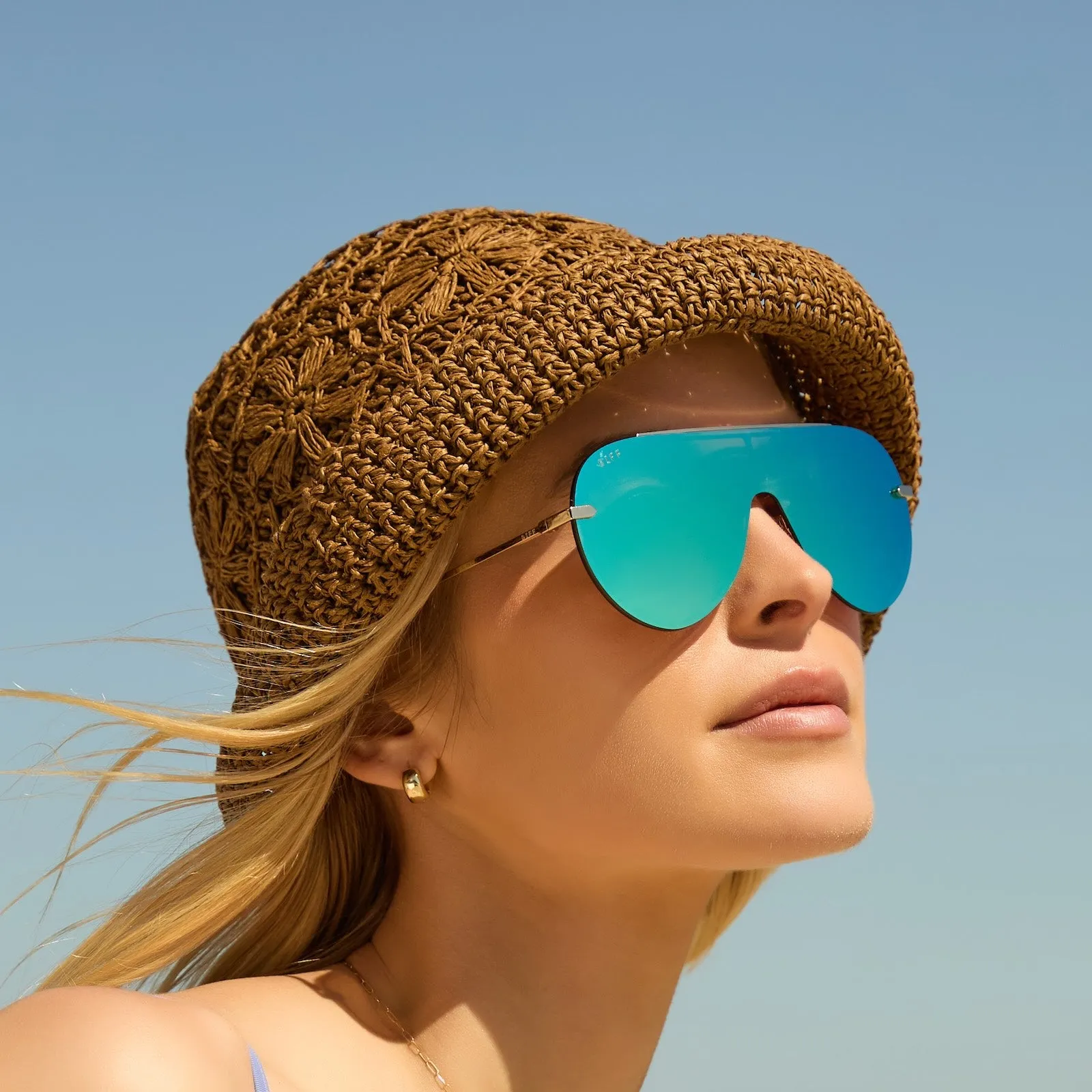 IMANI - GOLD + TURQUOISE ICE MIRROR SUNGLASSES sold by Diff Eyewear product image thumbnail 5