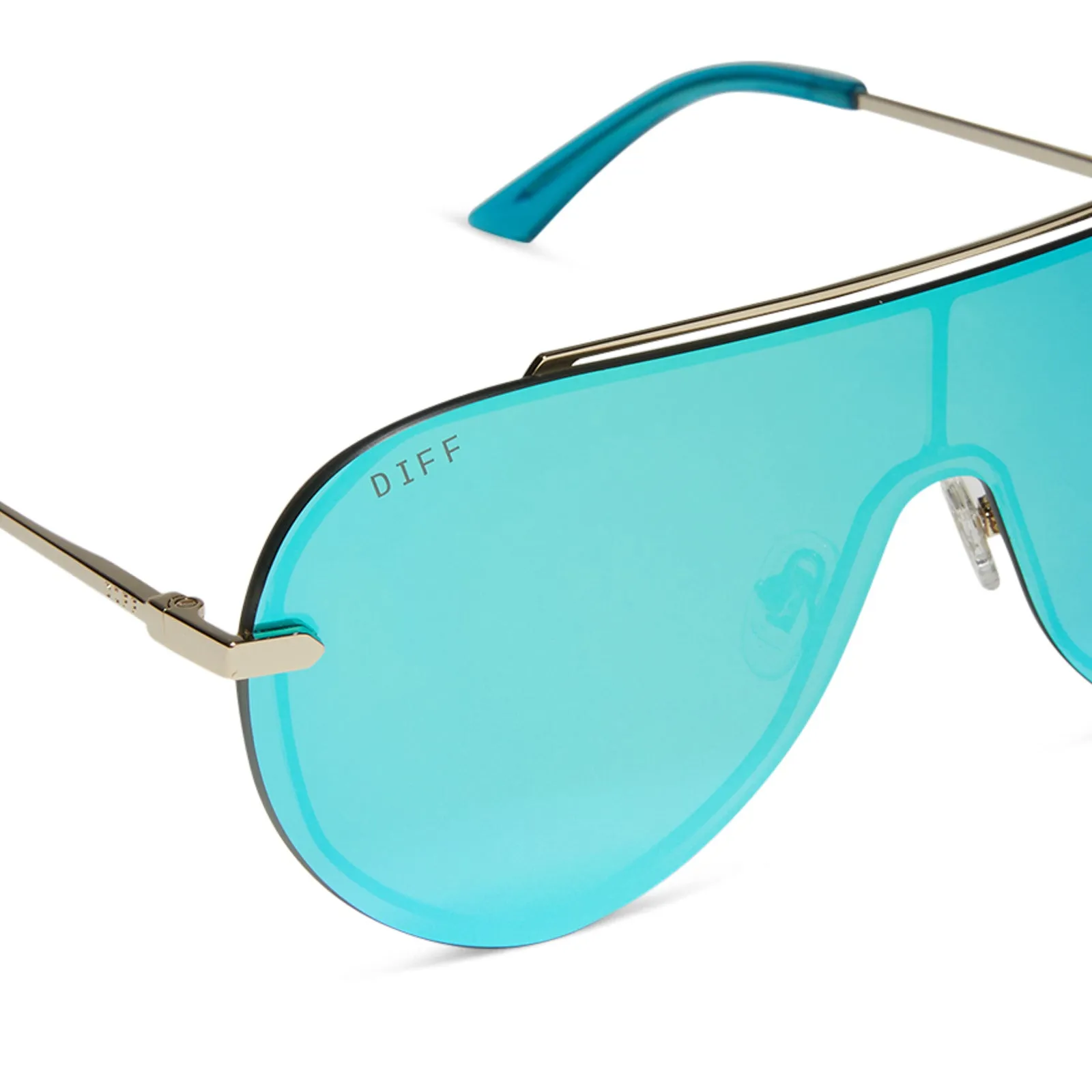 IMANI - GOLD + TURQUOISE ICE MIRROR SUNGLASSES sold by Diff Eyewear product image thumbnail 4